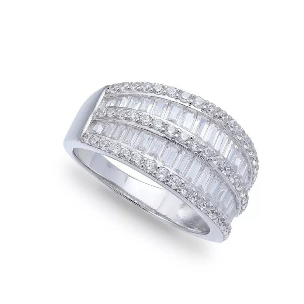Giani Bernini CZ Pave Baguette Ring Sterling Silver Sz 8 - Picture 2 of 4